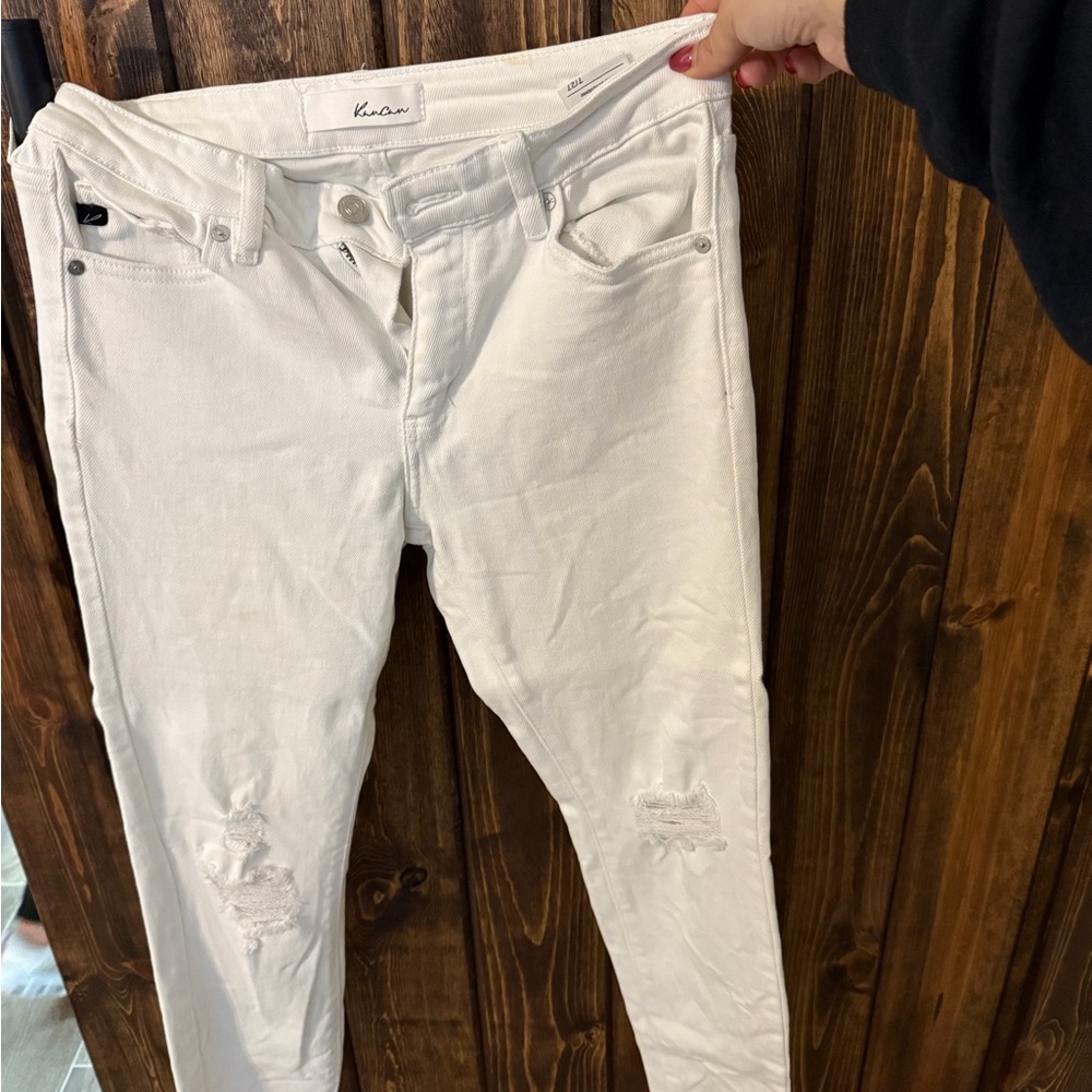 KanCan Women's White Ripped Skinny Jeans